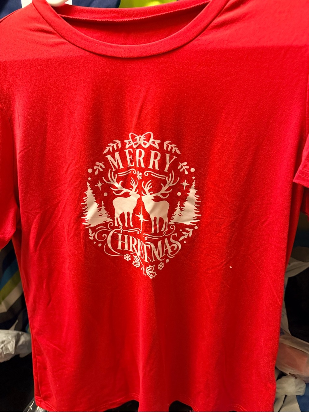 New! SHEIN Red 'Merry Christmas' Reindeer Graphic Tee